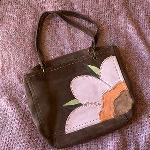 Vintage Suede Flower Tote